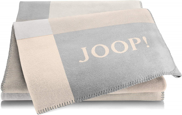 Joop!® Mosaic Kuscheldecke I samt-weiche Wohn-Decke in Sand-Rauch