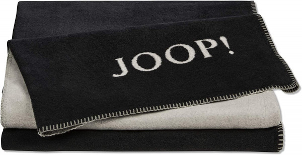 Joop!® Anthrazit-Ash Uni-Doubleface I flauschig-weiche Kuscheldecke